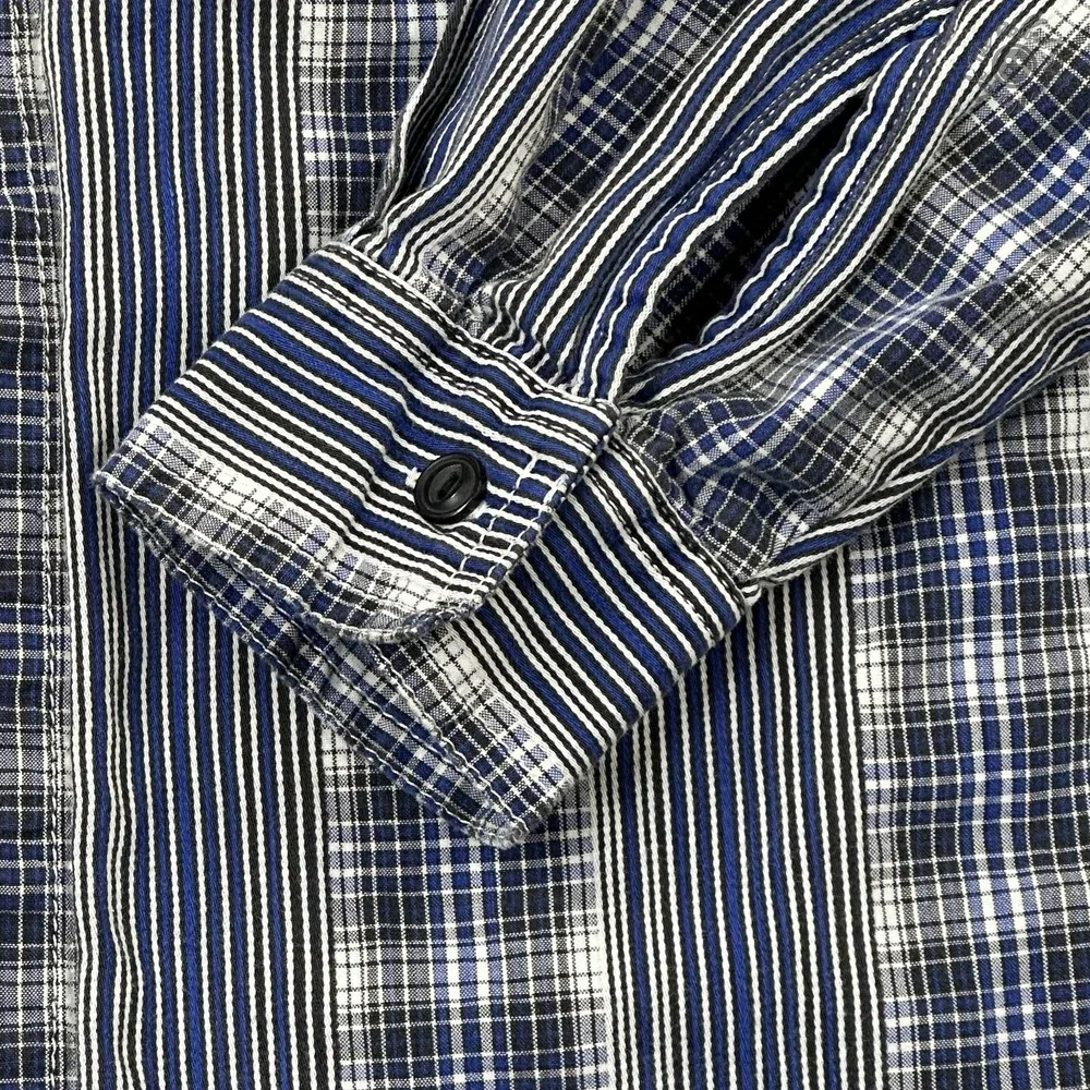Vintage Levi's Button Up Shirt Mens Large Blue Plaid Blue Tab Long Sleeve Cotton - Picture 4 of 11